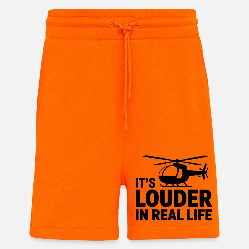 Pilote d’hélicoptère : drôle de déclaration - Short bio décontracté fabriqué en UE - SUNSET ORANGE