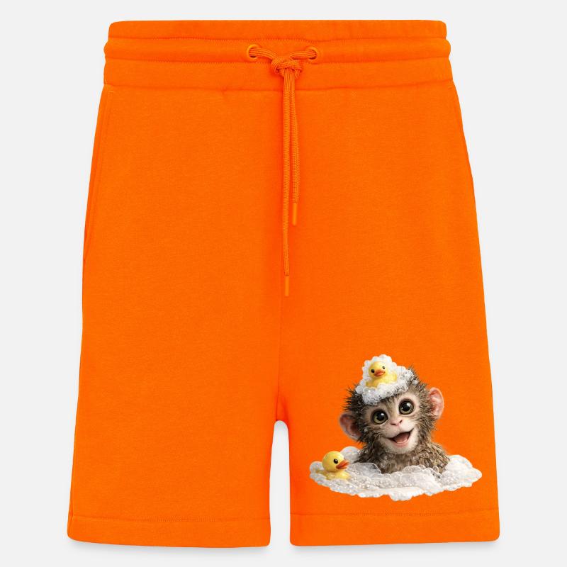 Badezeit-Affenchen mit Badeente - Shorts - made by SPREAD - SUNSET ORANGE