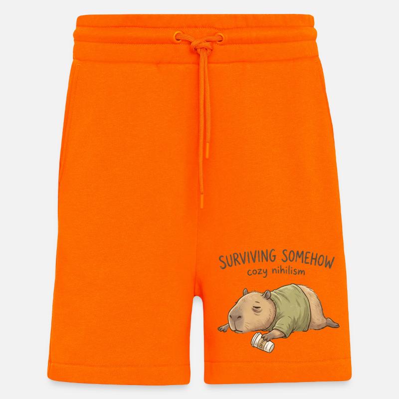 Nihilisme câlin Capybara - Short bio décontracté fabriqué en UE - SUNSET ORANGE