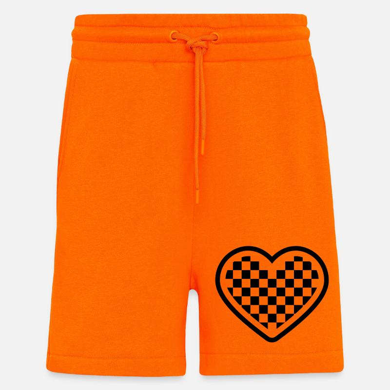 checkerboard heart - Short bio décontracté fabriqué en UE - SUNSET ORANGE