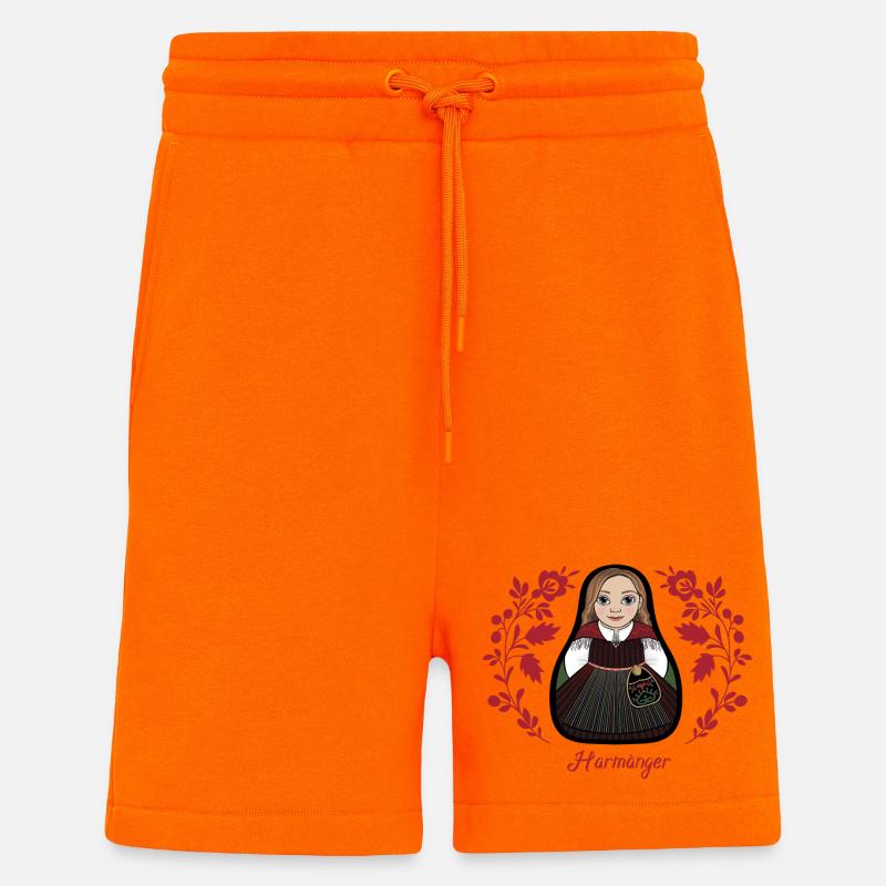Harmångerstinta avec des fleurs - Short bio décontracté fabriqué en UE - SUNSET ORANGE