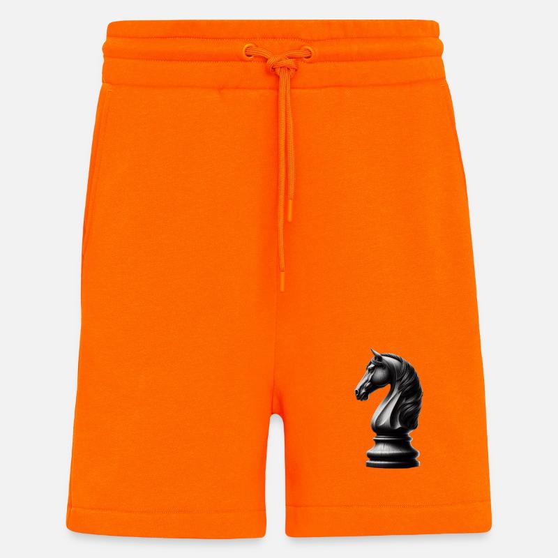 Pièce d’échecs noir et blanc - Short bio décontracté fabriqué en UE - SUNSET ORANGE