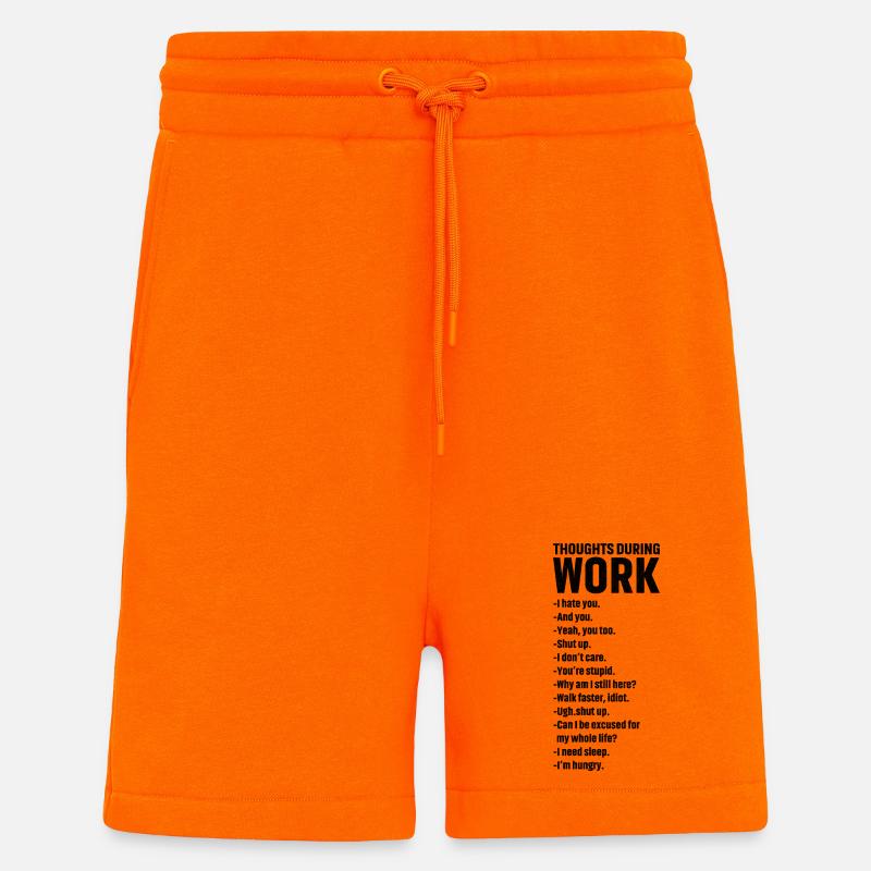 thoughts during work - Short bio décontracté fabriqué en UE - SUNSET ORANGE