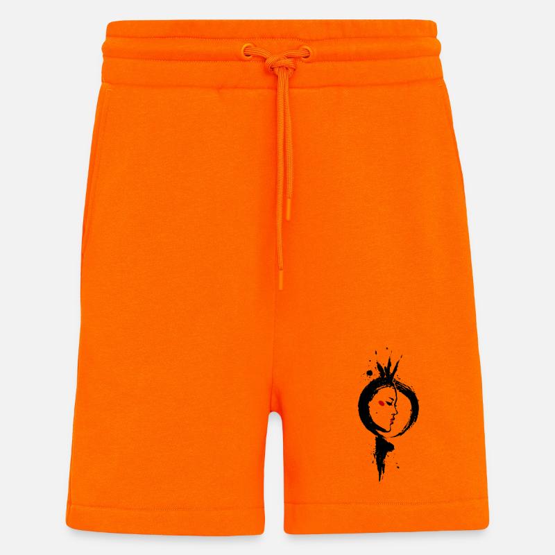 Amaterasu – Déesse Soleil Enso Sumi-e - Short bio décontracté fabriqué en UE - SUNSET ORANGE