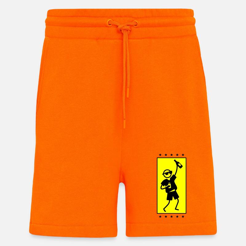 Fête, bonhomme bâton, danse - Short bio décontracté fabriqué en UE - SUNSET ORANGE