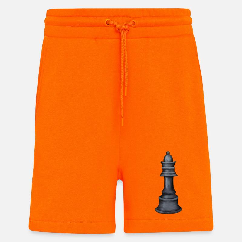 Graustufen Schachfigur Kunstdruck - Shorts - made by SPREAD - SUNSET ORANGE