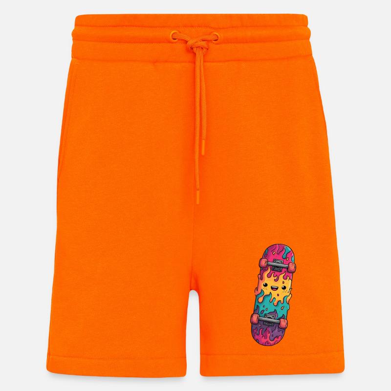 Visage rieur de Flame Skateboard - Short bio décontracté fabriqué en UE - SUNSET ORANGE