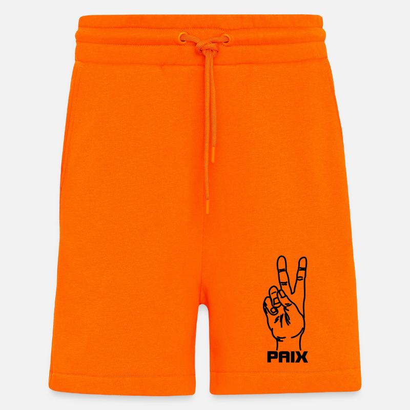Geste de la main français PAIX - Short bio décontracté fabriqué en UE - SUNSET ORANGE