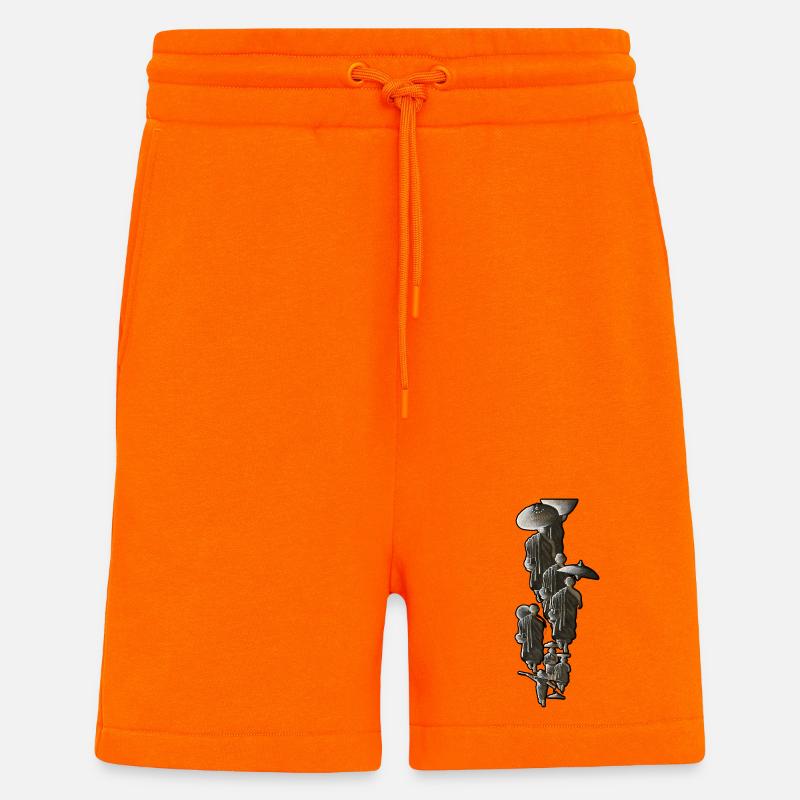 Silhouettes de geishas avec parapluies - Short bio décontracté fabriqué en UE - SUNSET ORANGE