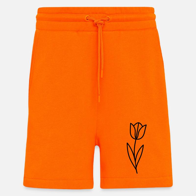 Aperçu printanier des fleurs de tulipe - Short bio décontracté fabriqué en UE - SUNSET ORANGE