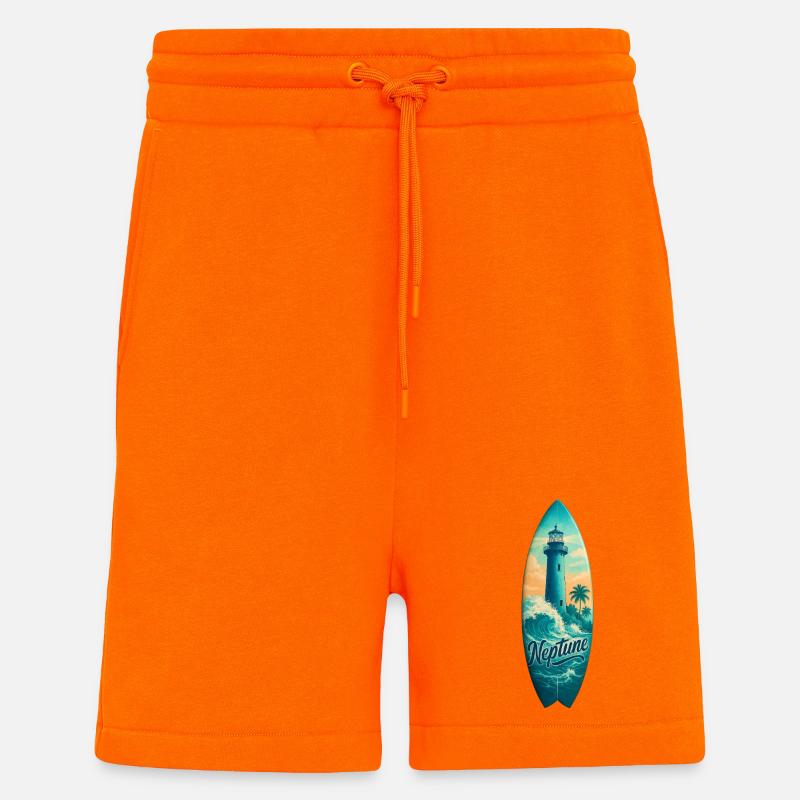 Planche de surf Neptune Lighthouse - Short bio décontracté fabriqué en UE - SUNSET ORANGE