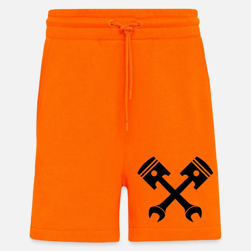 Emblème de clé de piston croisé - Short bio décontracté fabriqué en UE - SUNSET ORANGE