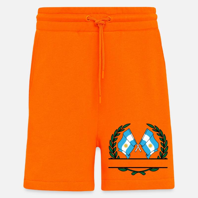 Drapeaux Argentine bannière couronne de laurier - Short bio décontracté fabriqué en UE - SUNSET ORANGE