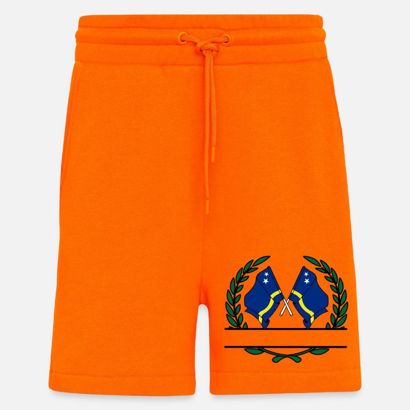 Bannière couronne de laurier drapeaux Curaçao - Short bio décontracté fabriqué en UE - SUNSET ORANGE