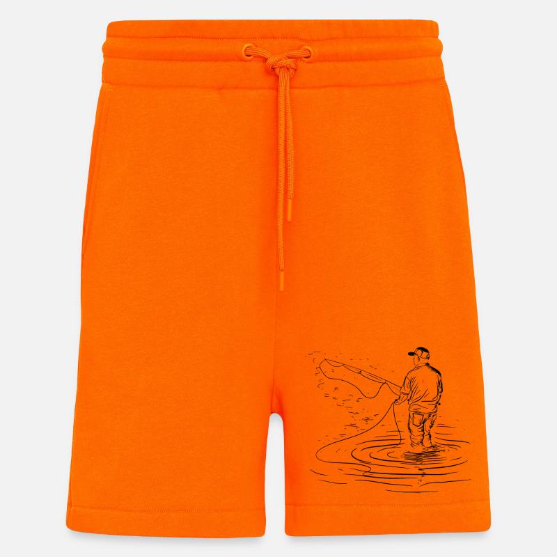Dessin de pêche - Short bio décontracté fabriqué en UE - SUNSET ORANGE
