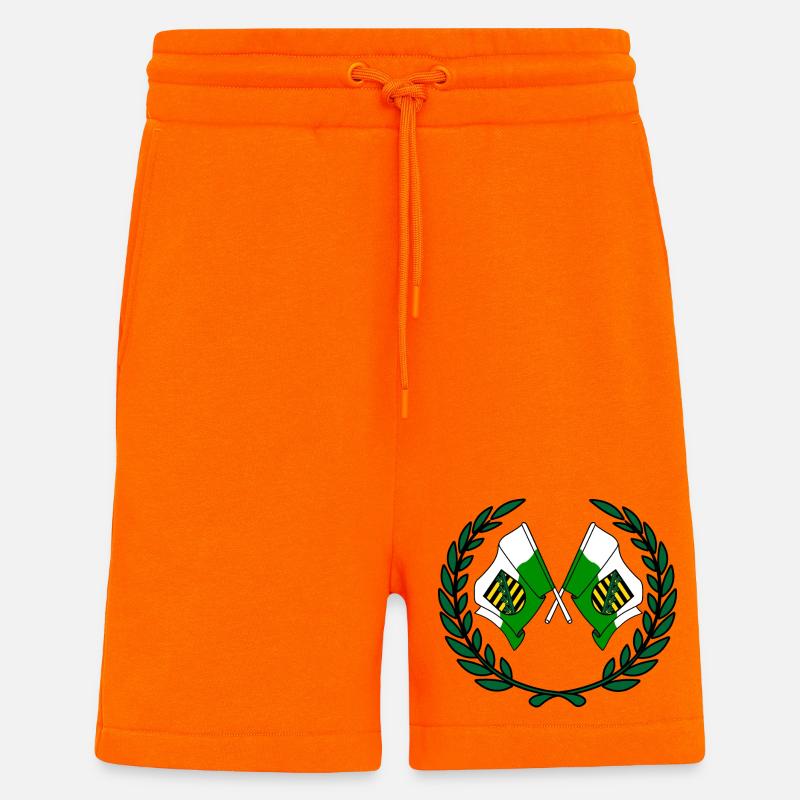 Drapeaux Couronne de laurier de Saxe - Short bio décontracté fabriqué en UE - SUNSET ORANGE