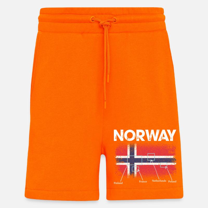Norway Flag Map Design - Shorts - made by SPREAD - SUNSET ORANGE