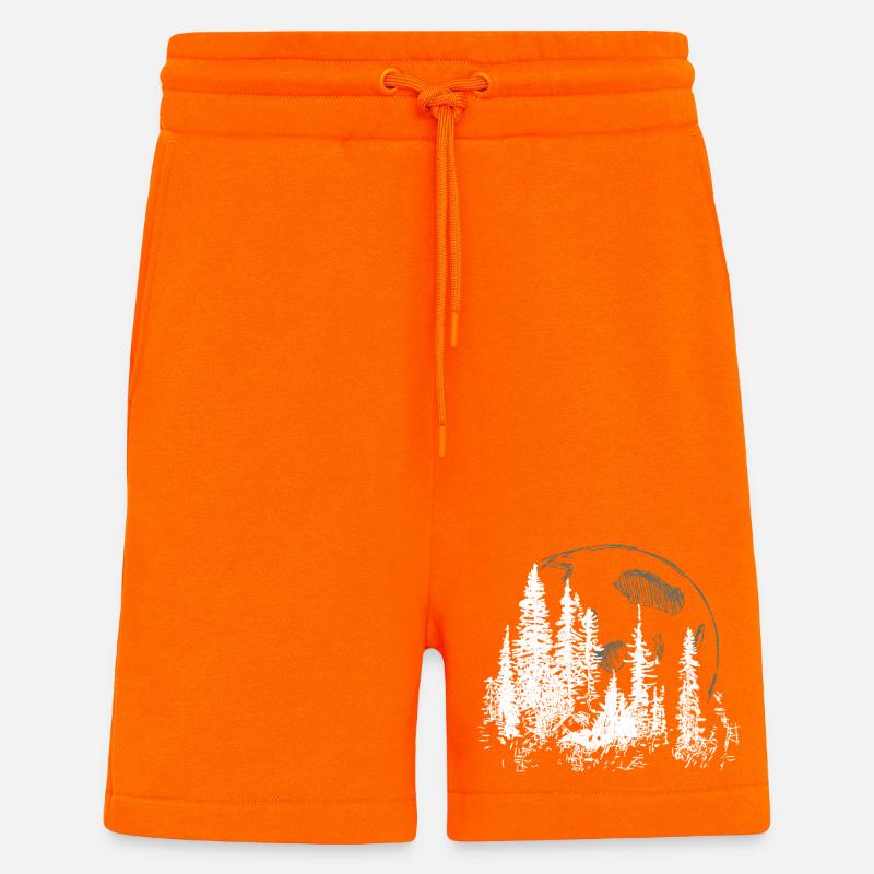 Lunar Forest Silhouette Illustration - Shorts - made by SPREAD - SUNSET ORANGE