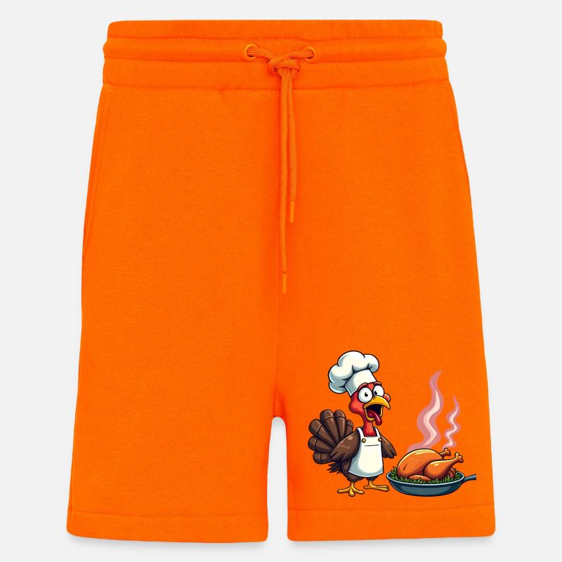 Cuisinier de dinde de Thanksgiving - Short bio décontracté fabriqué en UE - SUNSET ORANGE