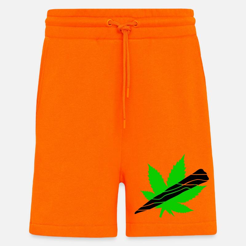 Néon Feuille De Cannabis Graphique - Short bio décontracté fabriqué en UE - SUNSET ORANGE