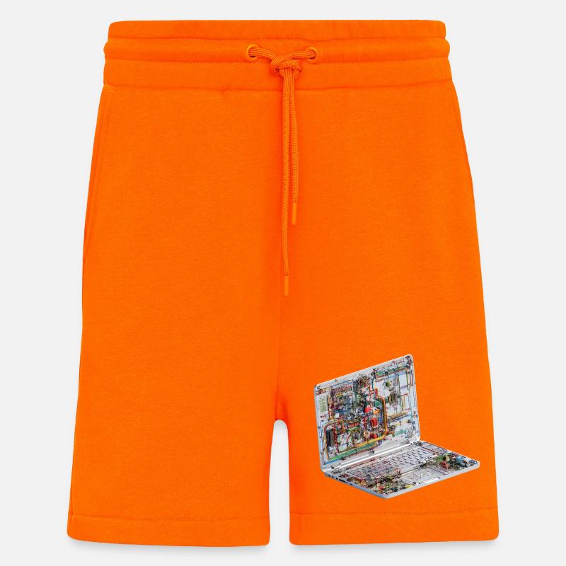 Transparent CAD circuit art on laptops - Shorts - made by SPREAD - SUNSET ORANGE