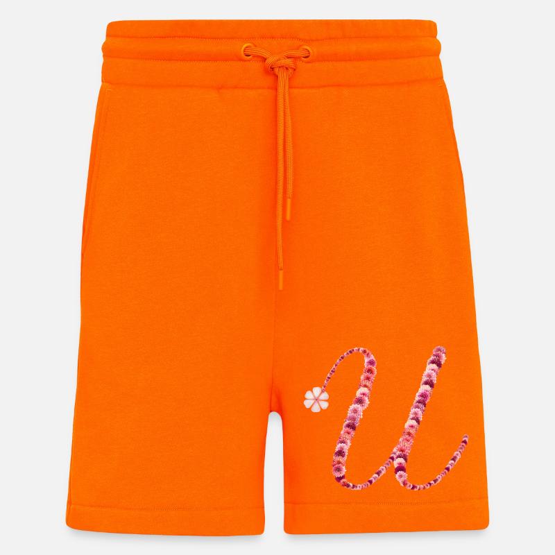 Romantisches Blumenmonogramm "U" - Shorts - made by SPREAD - SUNSET ORANGE