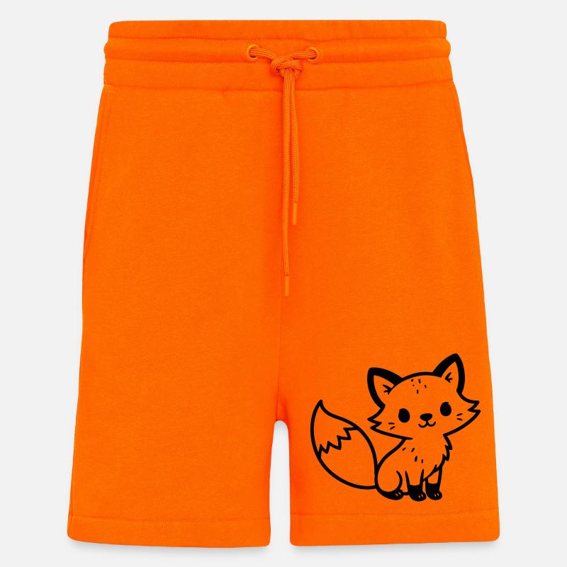 renard mignon - Short bio décontracté fabriqué en UE - SUNSET ORANGE