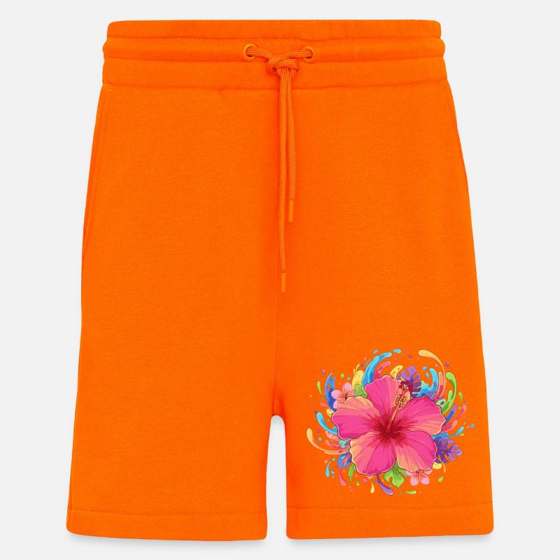 Hibiskusblüte Farbexplosion - Shorts - made by SPREAD - SUNSET ORANGE