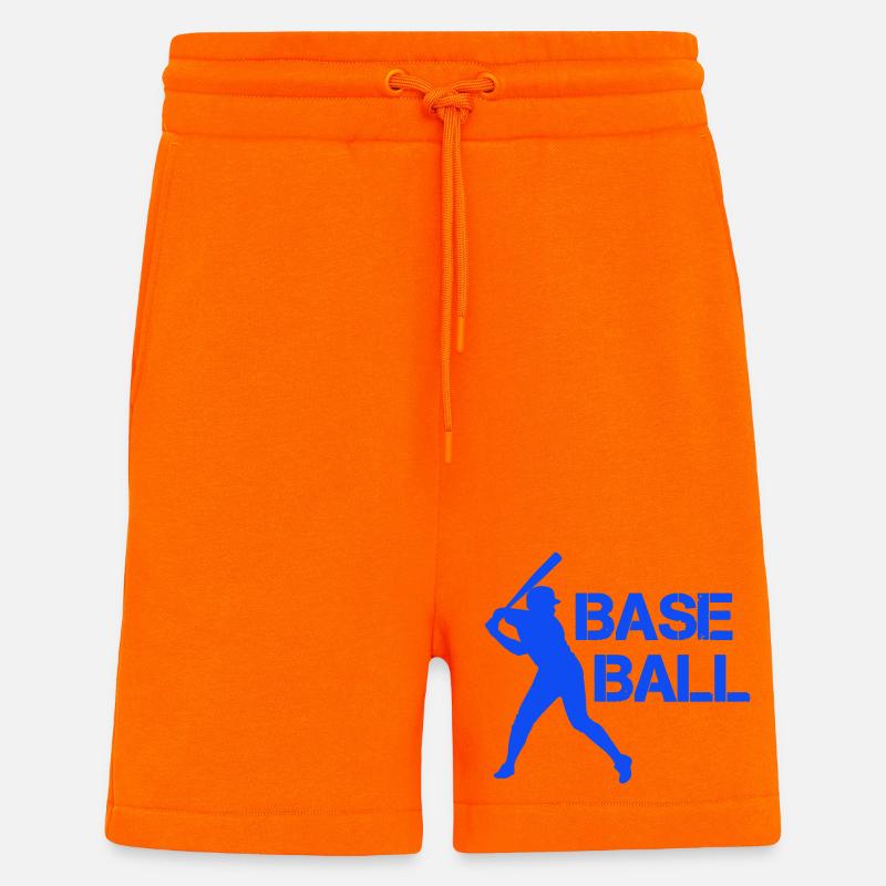 Silhouette de baseball en bleu éclat - Short bio décontracté fabriqué en UE - SUNSET ORANGE