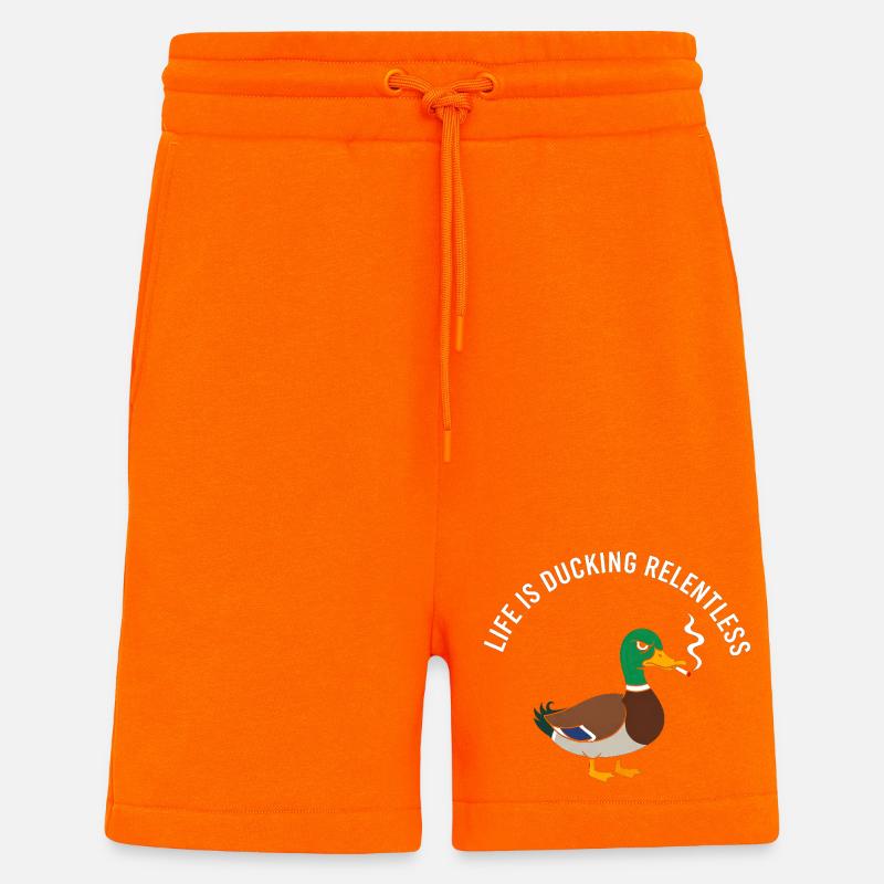 Relentless Duck Smoking Satire - Shorts - made by SPREAD - SUNSET ORANGE