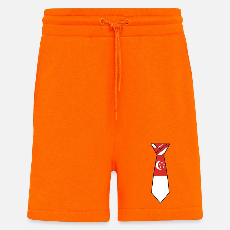 Cravate de Singapour – Conception du drapeau - Short bio décontracté fabriqué en UE - SUNSET ORANGE