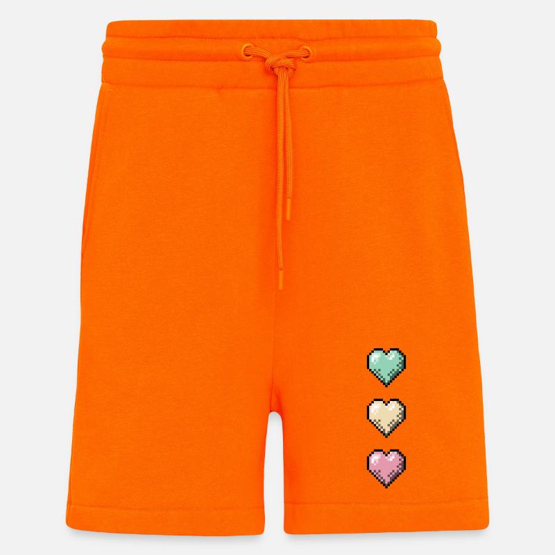 Retro Pixel Art Hearts Stack - Shorts - made by SPREAD - SUNSET ORANGE