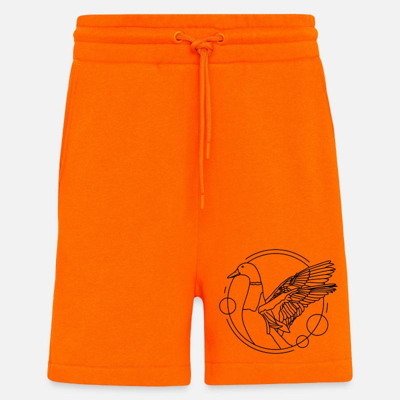 Canard aux ailes déployées - géométrique - Short bio décontracté fabriqué en UE - SUNSET ORANGE