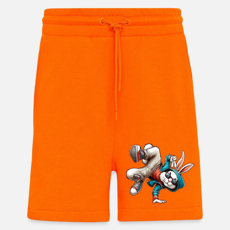 Pâques Pâques Lapin Danse Breakdance - Short bio décontracté fabriqué en UE - SUNSET ORANGE