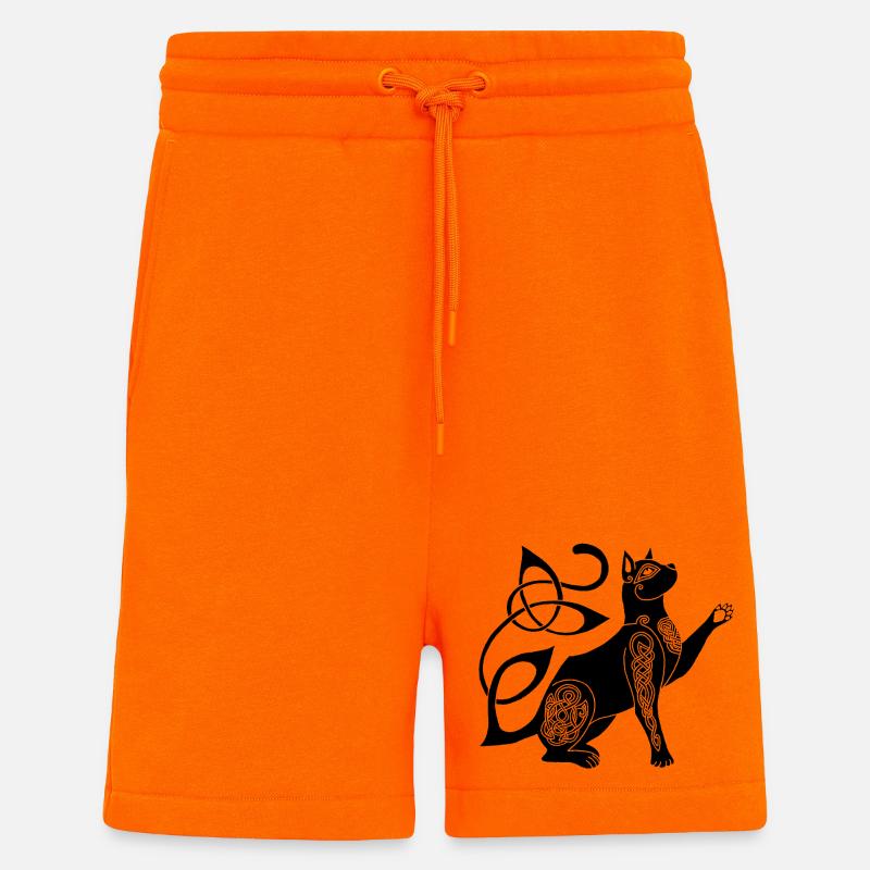 Chat noir celte - Short bio décontracté fabriqué en UE - SUNSET ORANGE