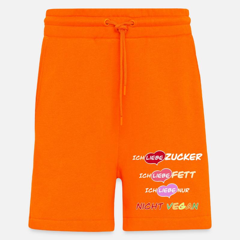 J’adore le sucre, le gras et pas végétalien ! - Short bio décontracté fabriqué en UE - SUNSET ORANGE