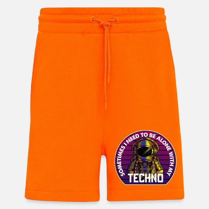 Techno Astronaut Circle Badge - Shorts - made by SPREAD - SUNSET ORANGE