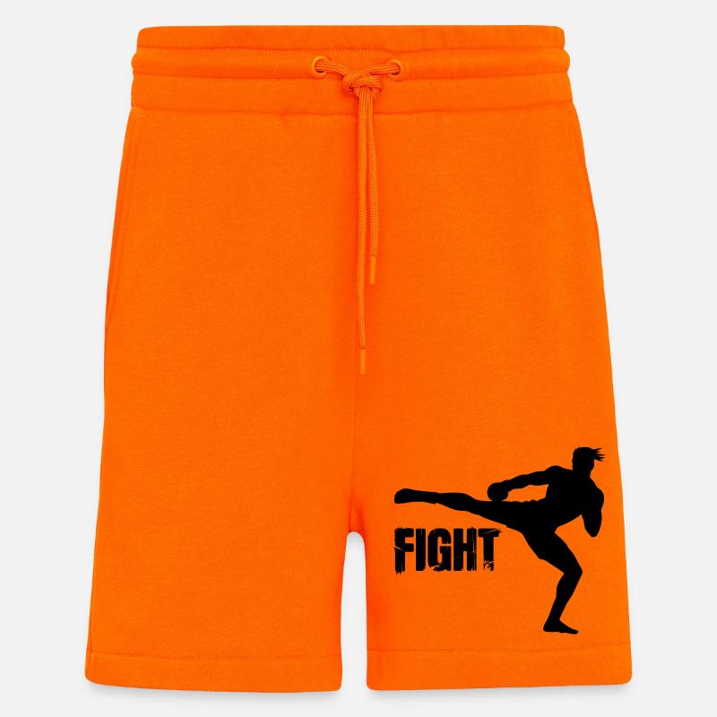 Kickboxer Silhouette mit Text Fight - Shorts - made by SPREAD - SUNSET ORANGE