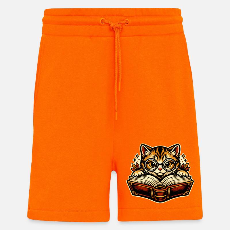 Kätzchen mit Brille beim Lesen - Shorts - made by SPREAD - SUNSET ORANGE