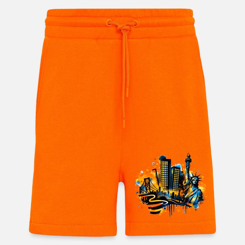 New York Skyline mit Freiheitsstatue - Shorts - made by SPREAD - SUNSET ORANGE