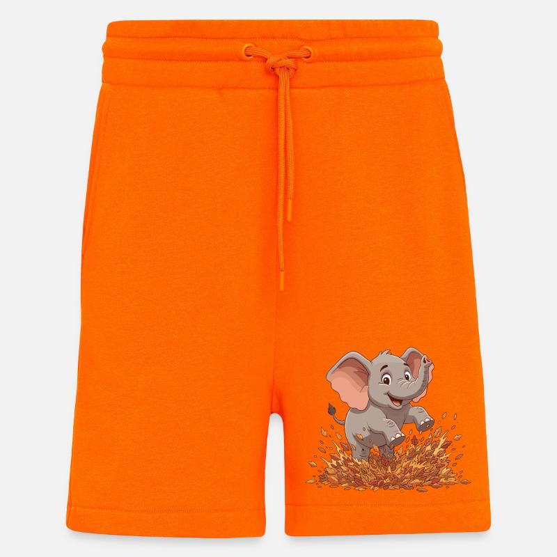Fröhlicher Elefant im Herbstlaub - Shorts - made by SPREAD - SUNSET ORANGE