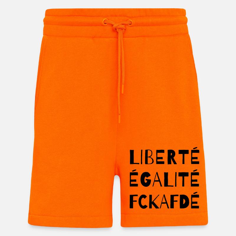 Liberté Égalité FCKAFD Statement Design - Shorts - made by SPREAD - SUNSET ORANGE