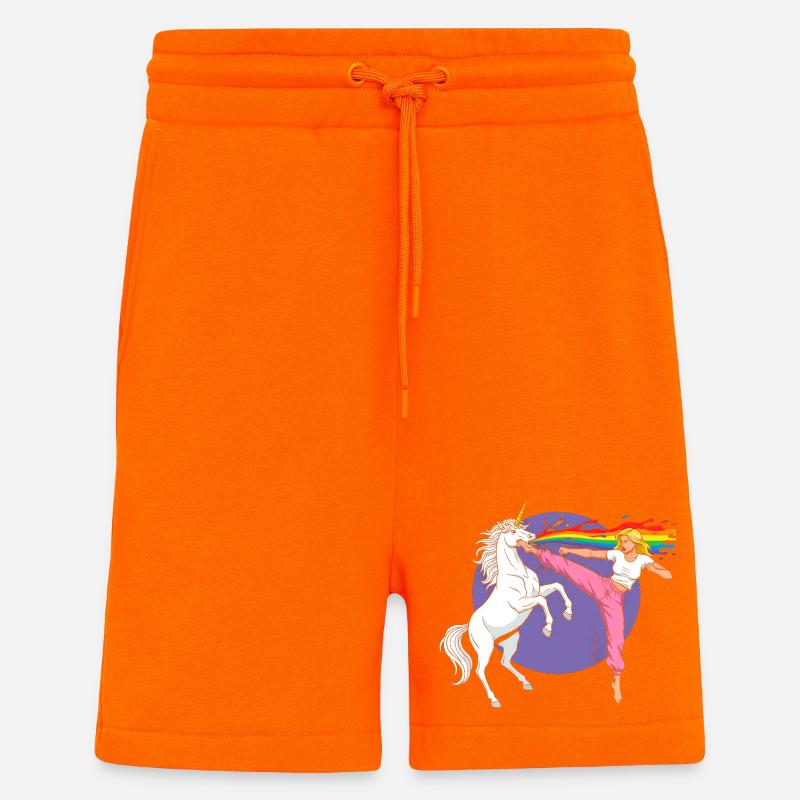 Kampfregenbogen: Einhorn vs Tänzerin - Shorts - made by SPREAD - SUNSET ORANGE