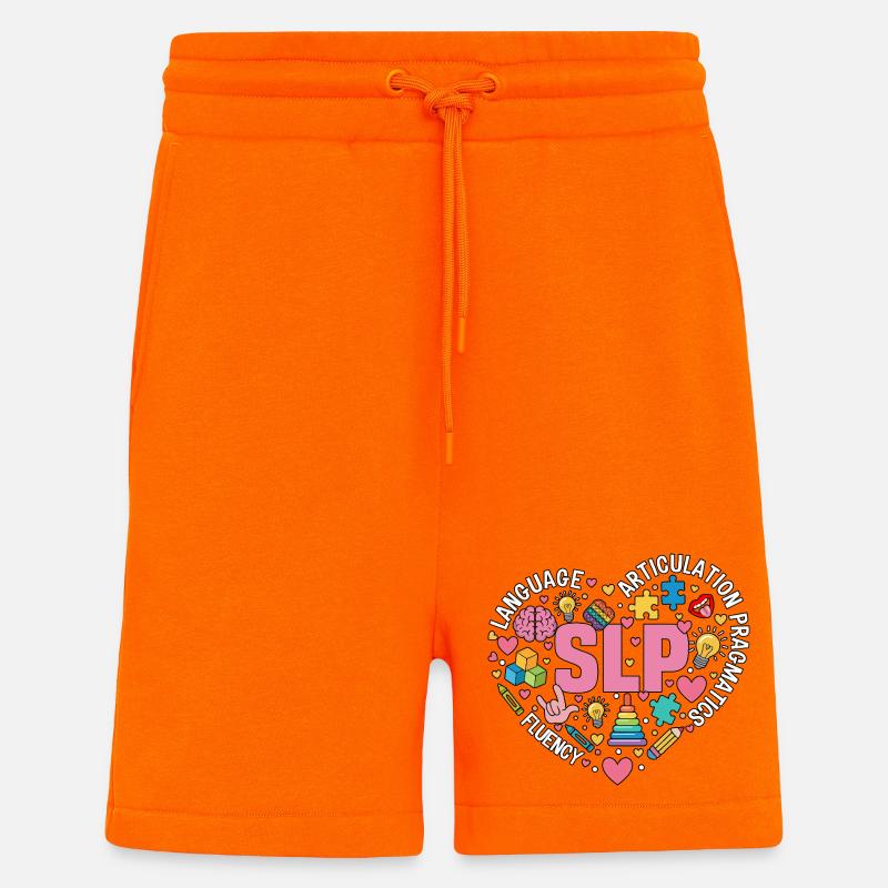 SLP Speech Therapy Speech Language Pathology - Shorts - made by SPREAD - SUNSET ORANGE