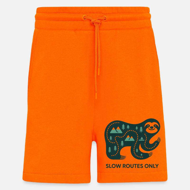 Slow Routes Only Elephant - Shorts - made by SPREAD - SUNSET ORANGE