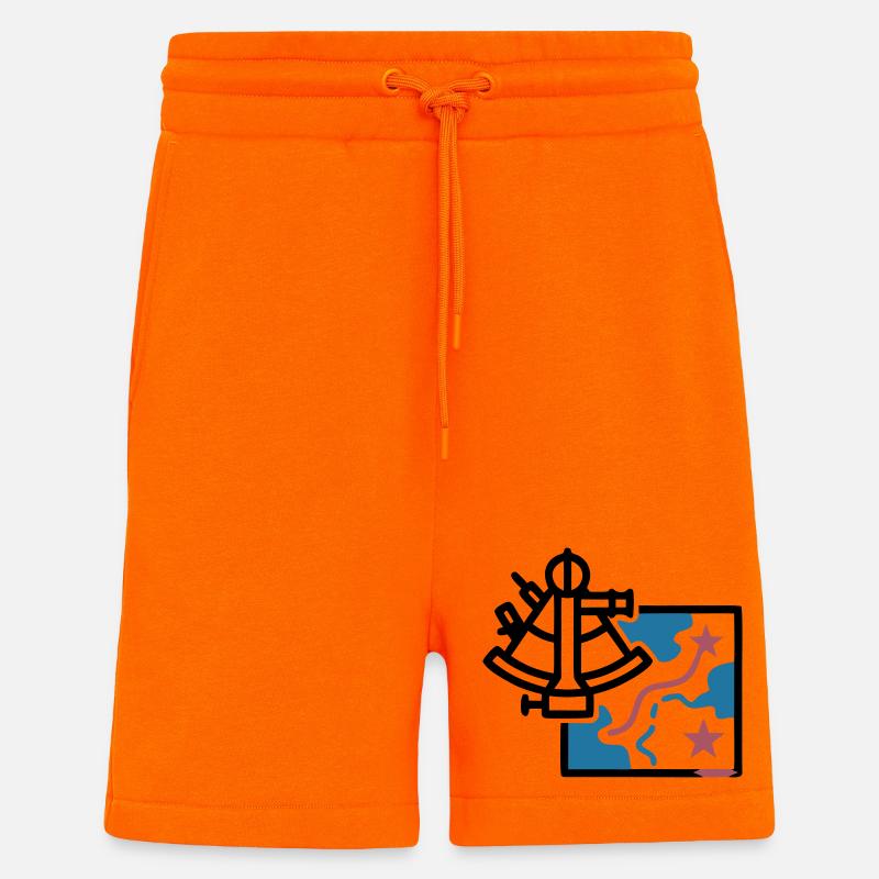 Sextant Navigation Map Vector - Shorts - made by SPREAD - SUNSET ORANGE
