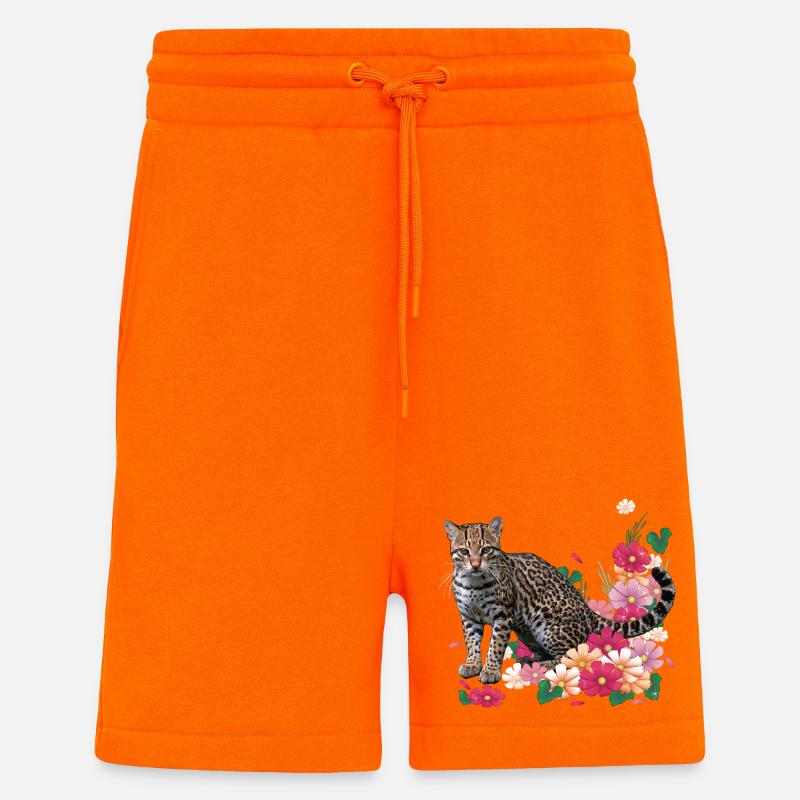 Floraler Leopard mit Blüten - Shorts - made by SPREAD - SUNSET ORANGE