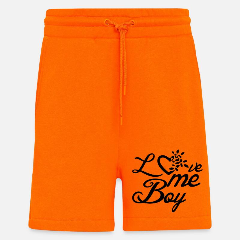 Aimez-moi, garçon Amour Saint-Valentin Dictons Cadeau - Short bio décontracté fabriqué en UE - SUNSET ORANGE