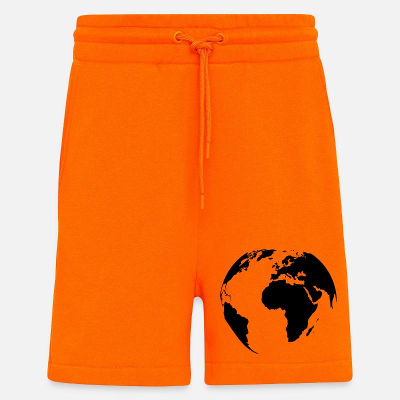 weltkugel-schwarz - Shorts - made by SPREAD - SUNSET ORANGE