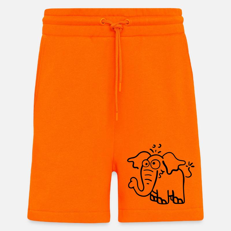 Drôle d'éléphant. - Short bio décontracté fabriqué en UE - SUNSET ORANGE